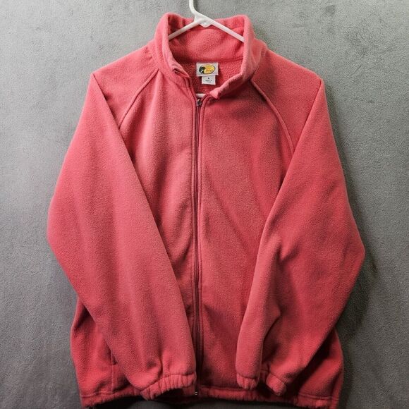Bass Pro Shop Jacket Womens Large Pink Fleece Outdoor Mock Neck Full Zip - Picture 1 of 12